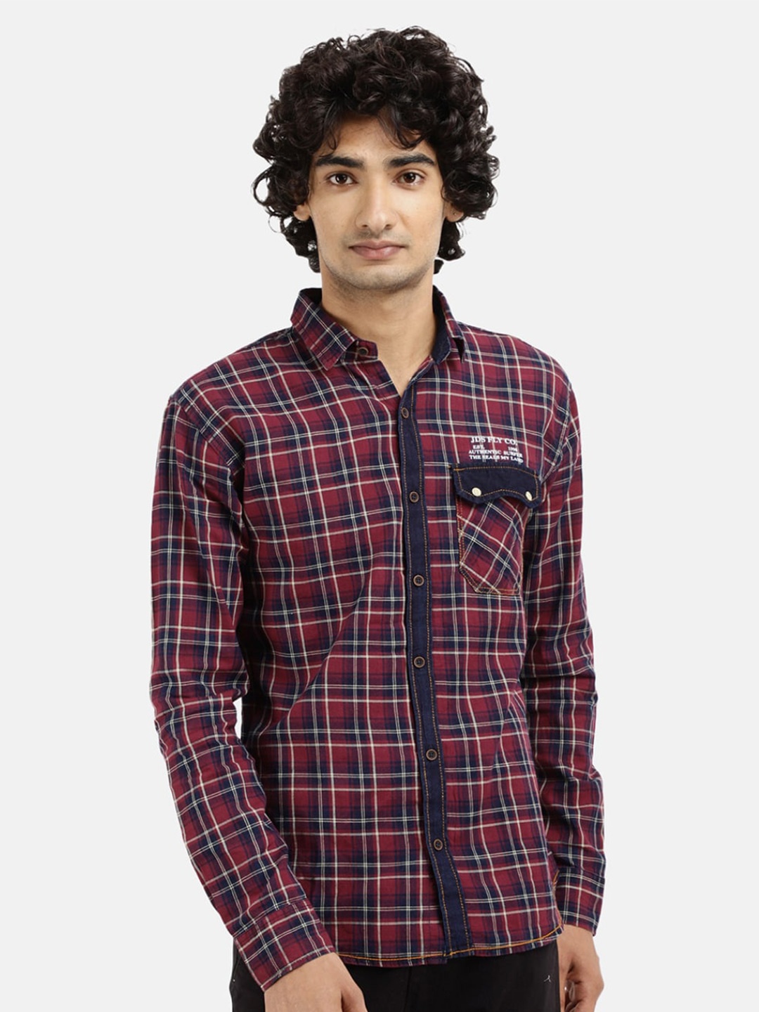 

V-Mart Men Red Slim Fit Tartan Checked Casual Shirt