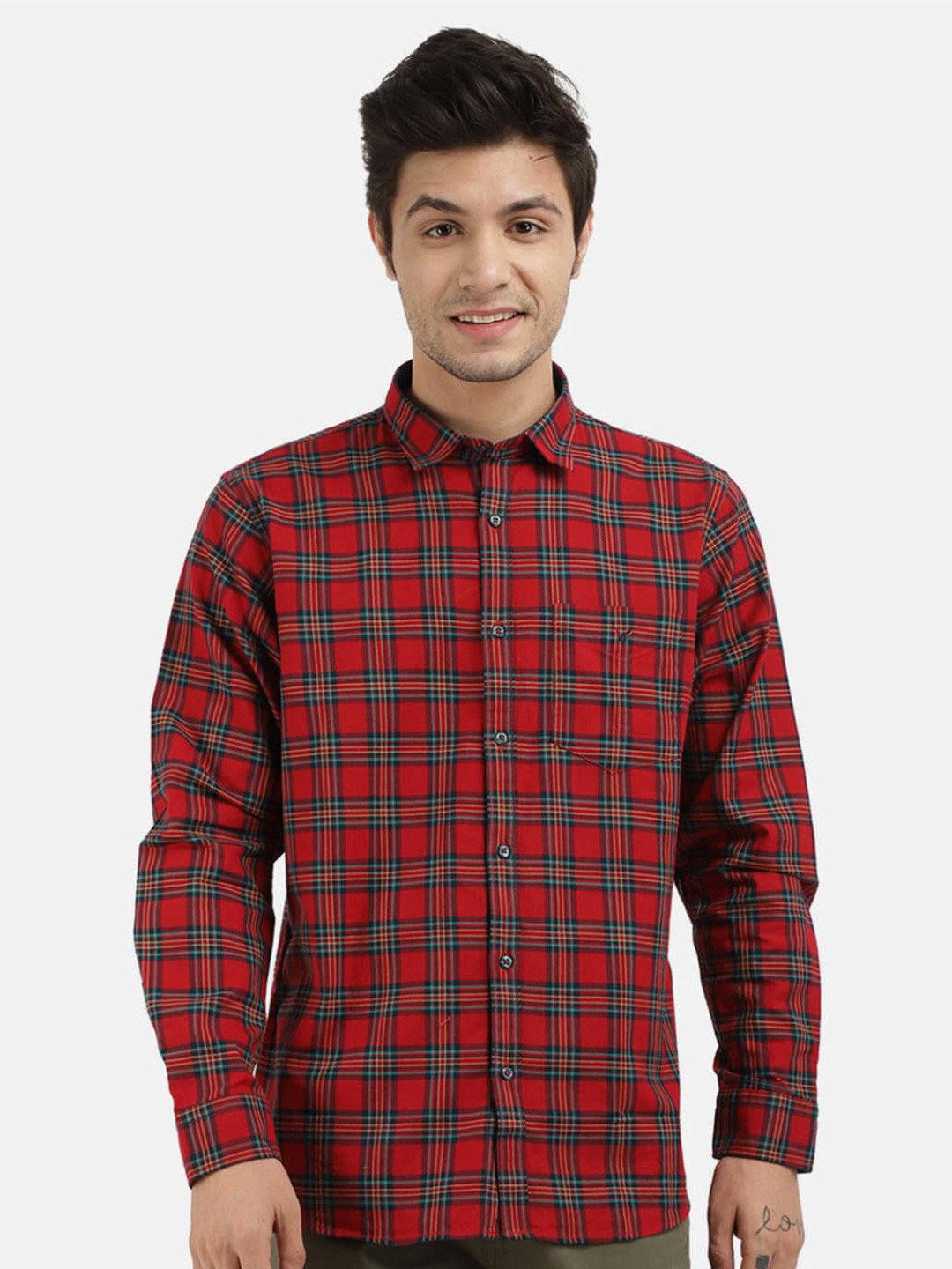

V-Mart Men Red Tartan Checked Casual Shirt