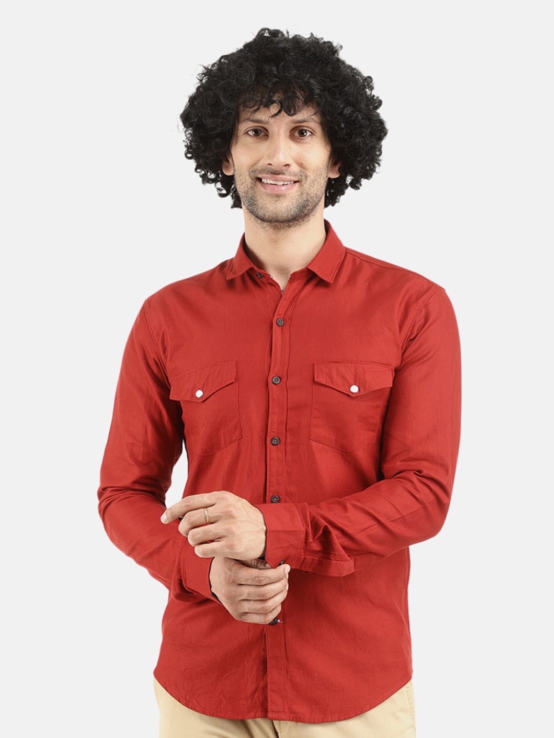 

V-Mart Men Rust Slim Fit Casual Shirt