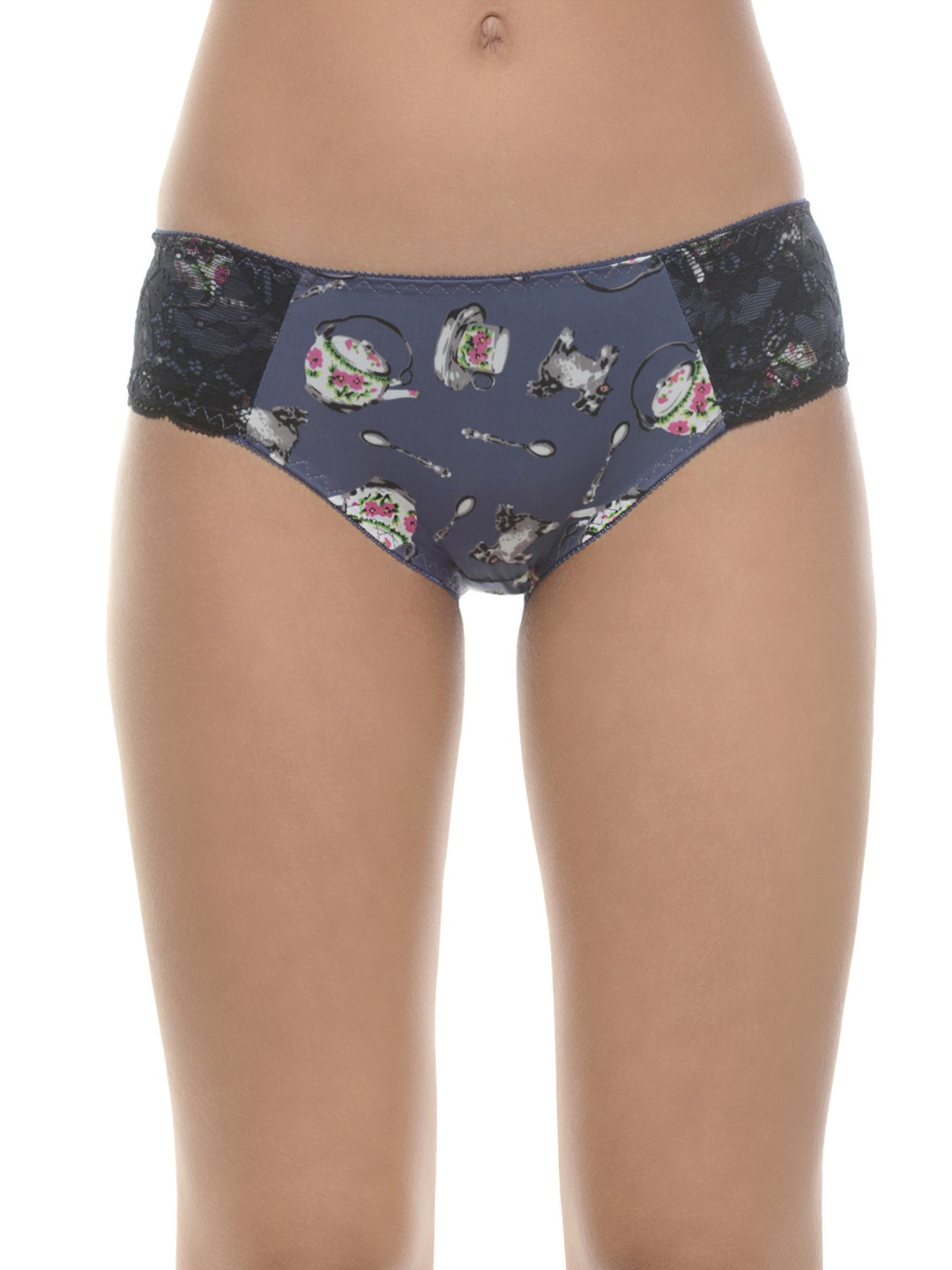 

Da Intimo Women Grey Printed Briefs with Lace Detail DIU-196