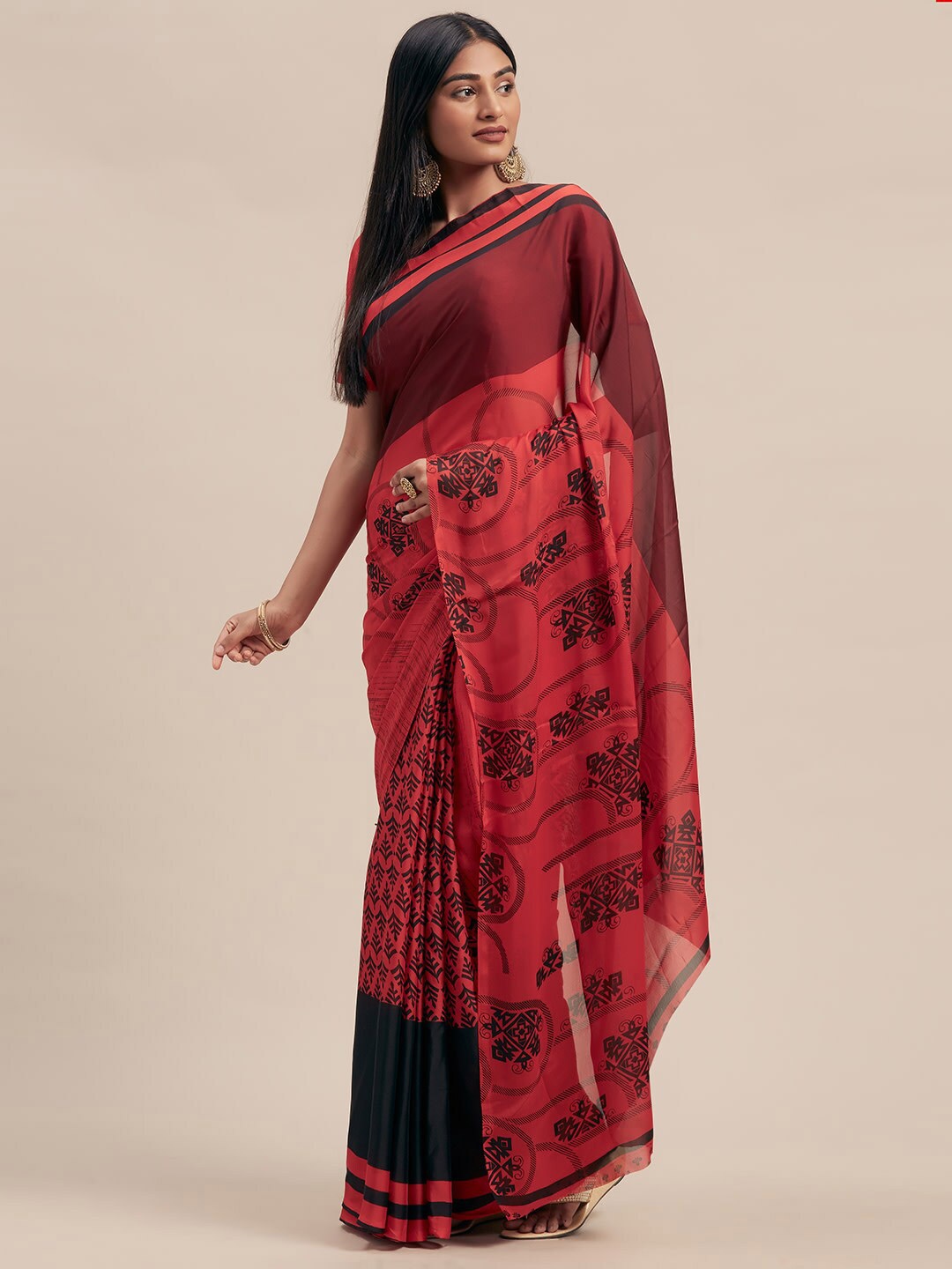 

Shaily Red & Black Ethnic Motifs Printed Saree