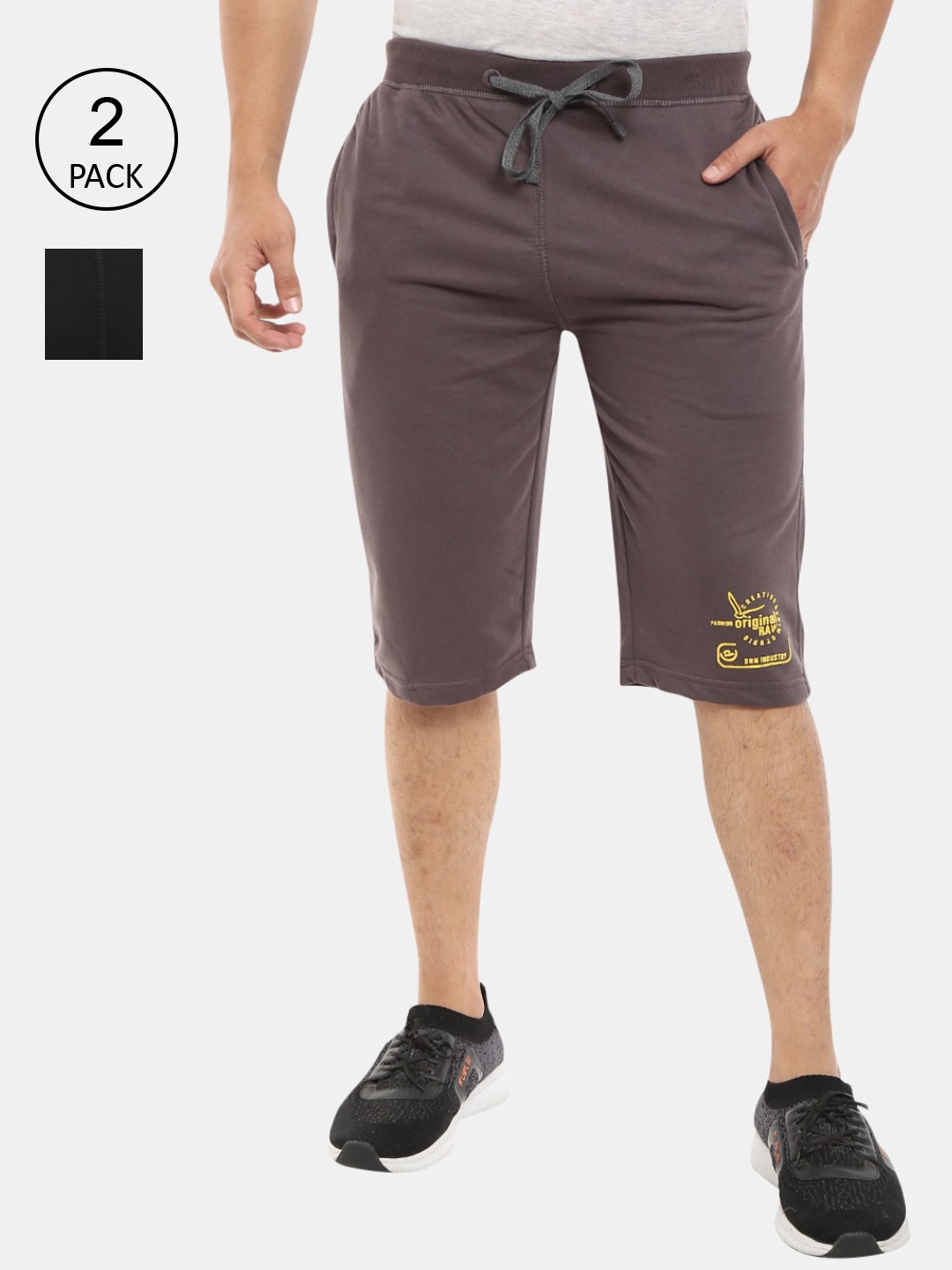 

V-Mart Men Pack Of 2 Sports Shorts, Black
