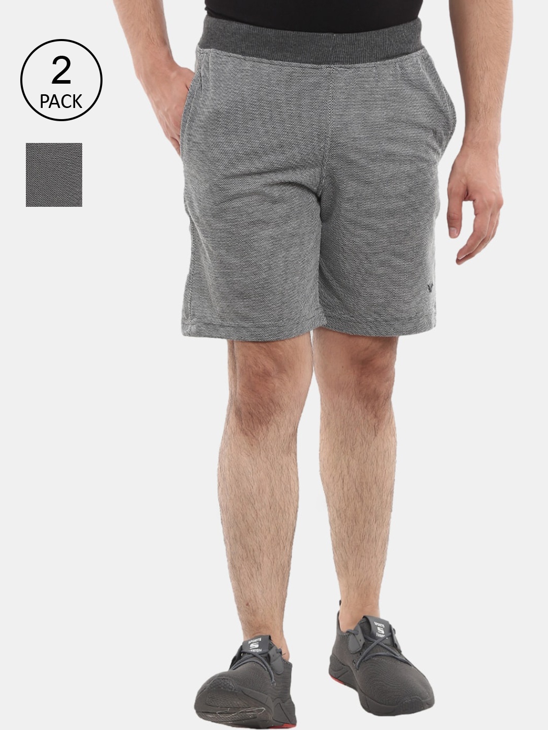 

V-Mart Men Charcoal Mid-Rise Shorts