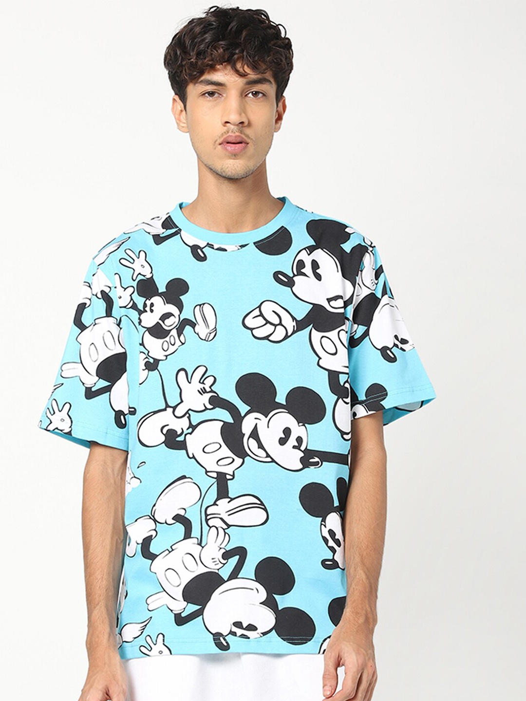 

Bewakoof Men Blue Printed Loose T-shirt