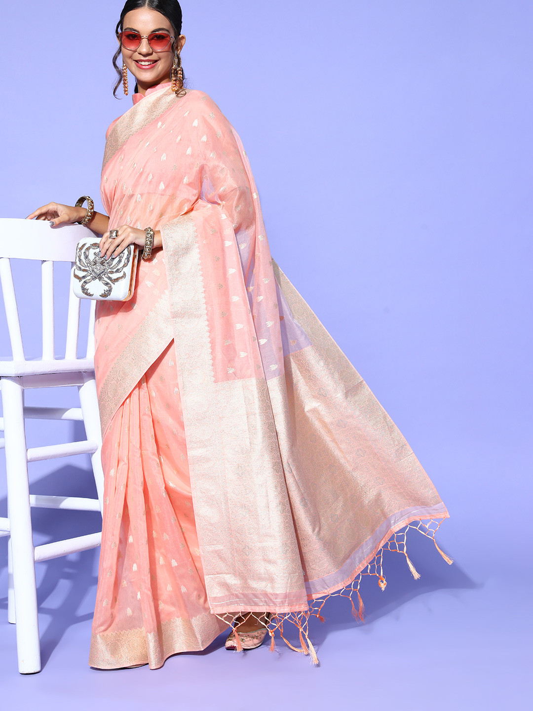 

Saree mall Ethnic Motifs Saree, Peach