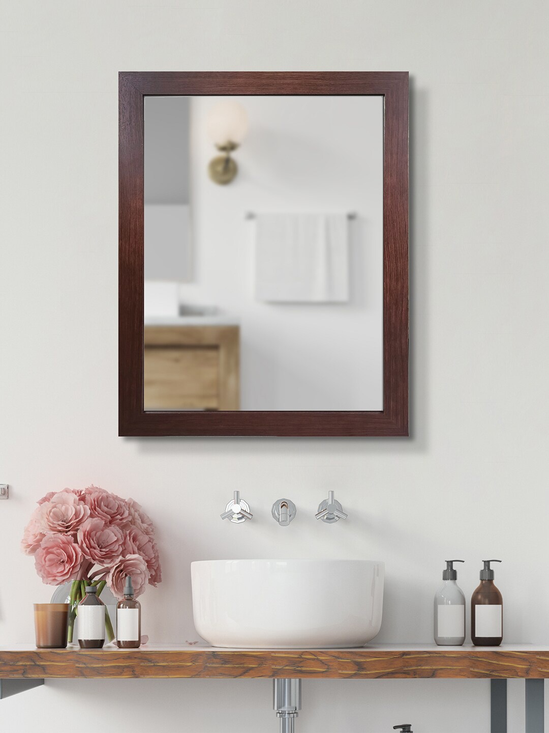 

HomeTown Brown MDF Textured Frame Wall Mirror