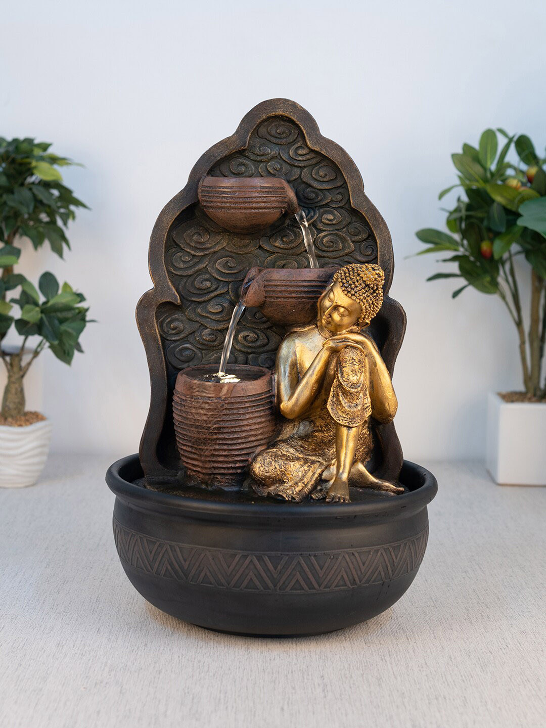 

HomeTown Brown & Gold Buddha Polyresin Fountains