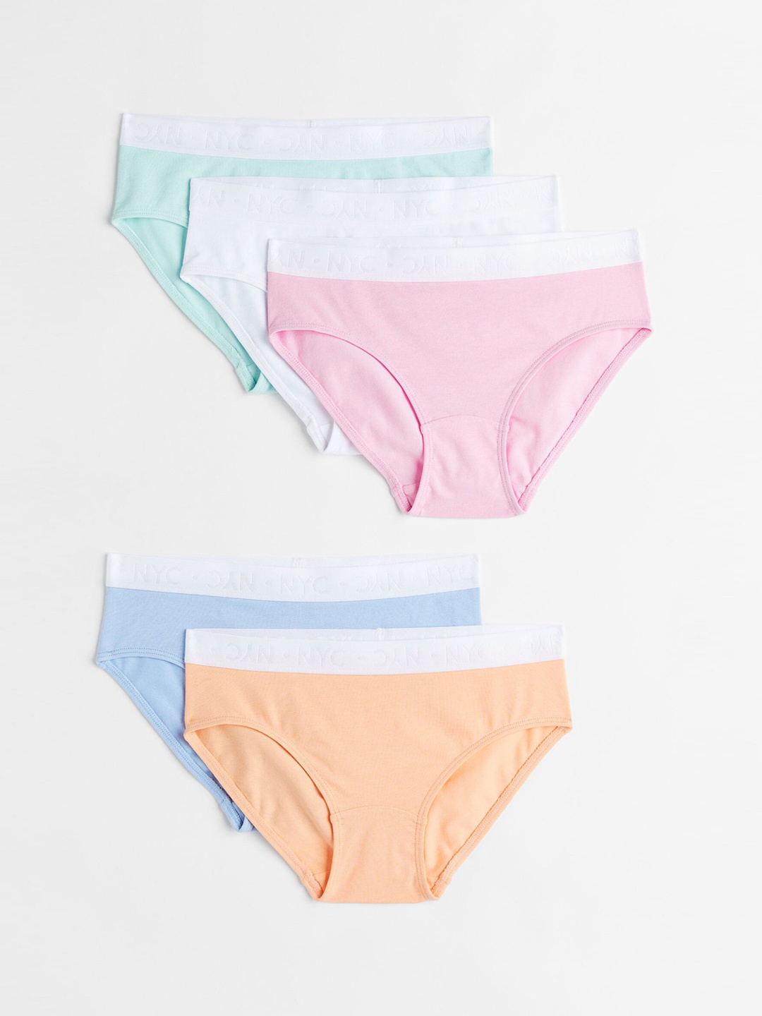 

H&M Girls Pack Of 5 Solid Cotton Briefs, Blue