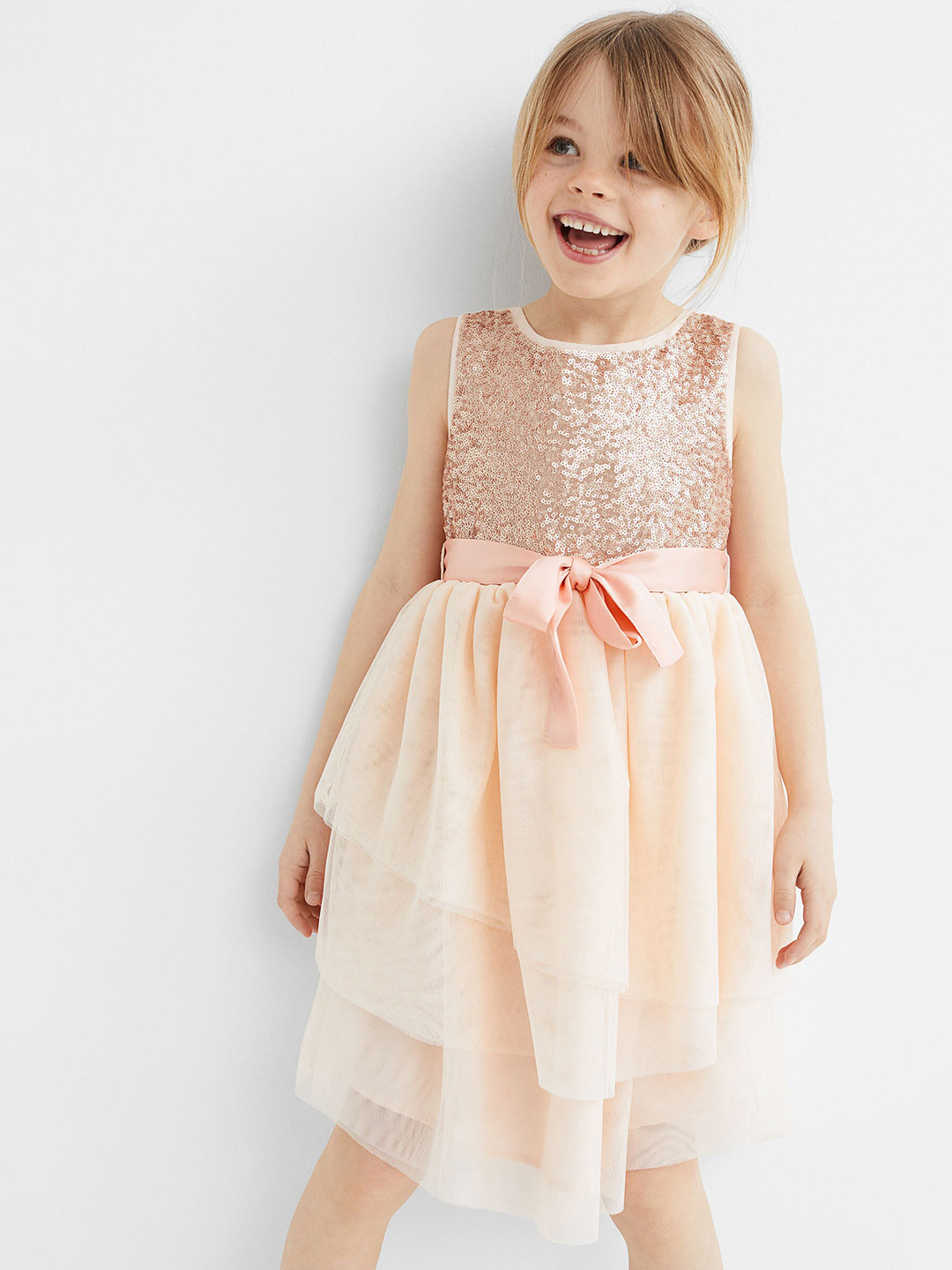 

H&M Girls Orange Sequined Tulle Dress