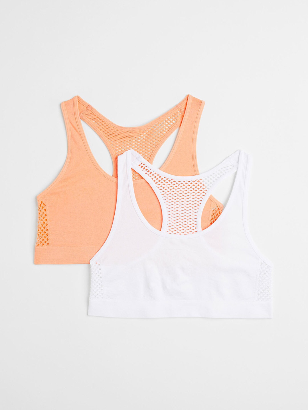 

H&M Girls Pack Of 2 Orange & White Seamless Crop Tops