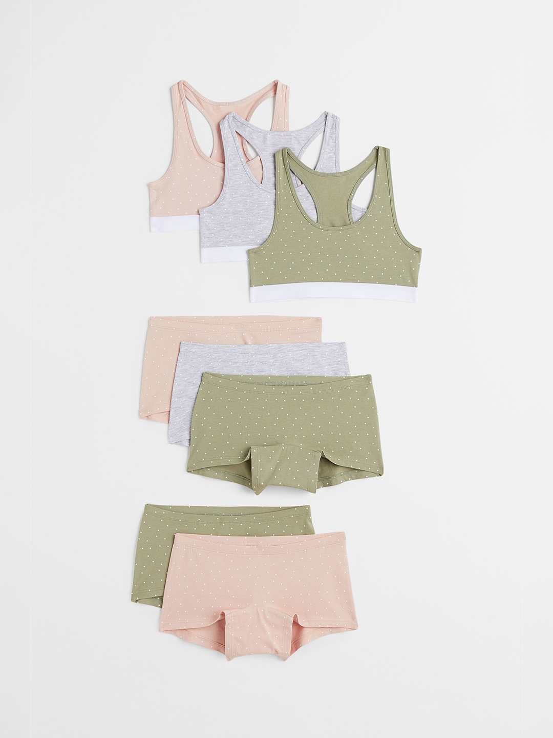

H&M Girls 8 Pack Green & Pink Tops and Boxer Briefs