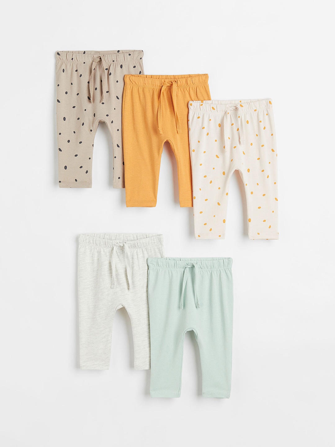 

H&M Girls 5-Pack Cotton Trousers, Beige