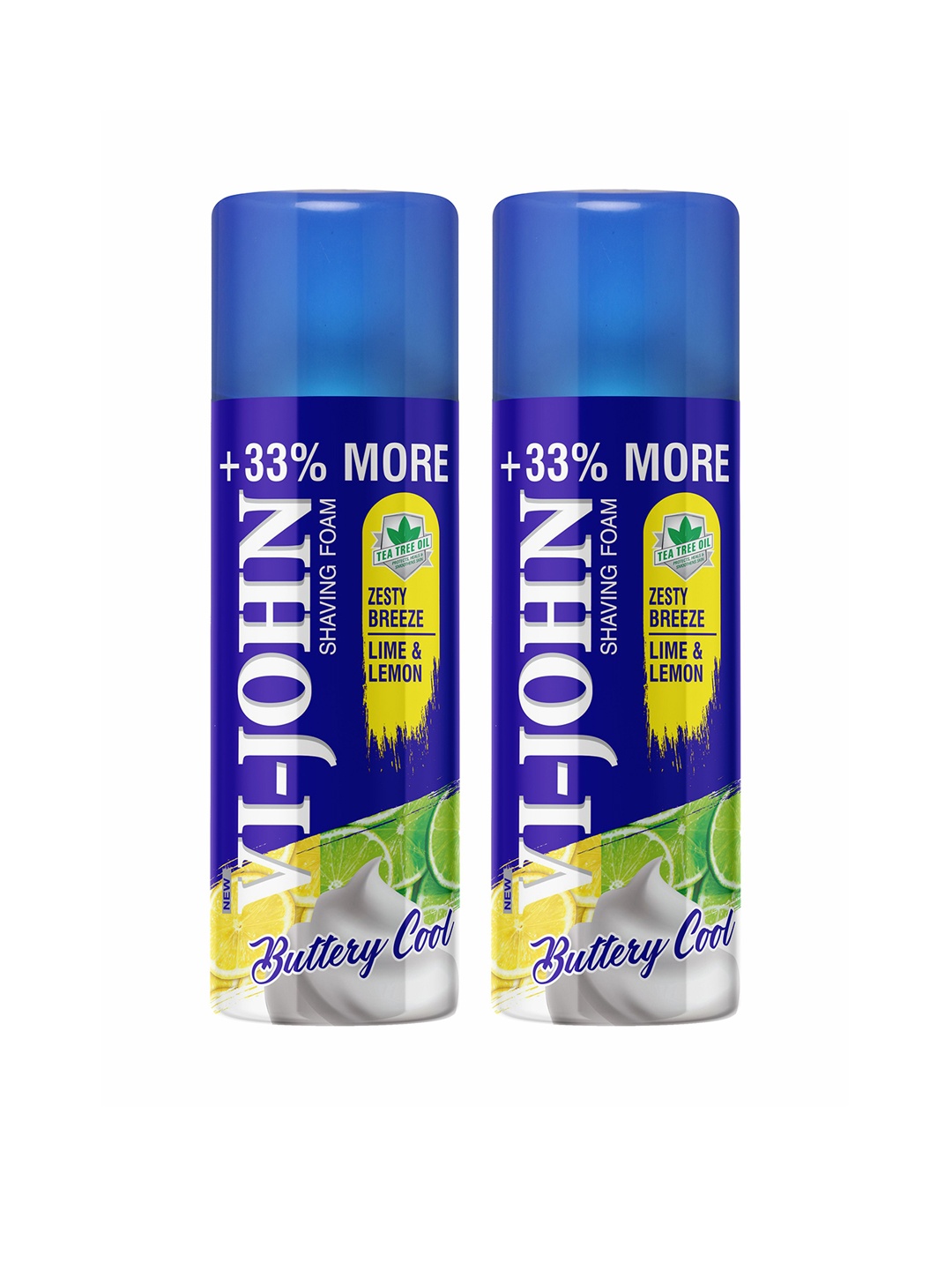 

VI-JOHN Set of 2 Buttery Cool Zesty Breeze Lemon & Lime Shaving Foam 400 g each, Multi