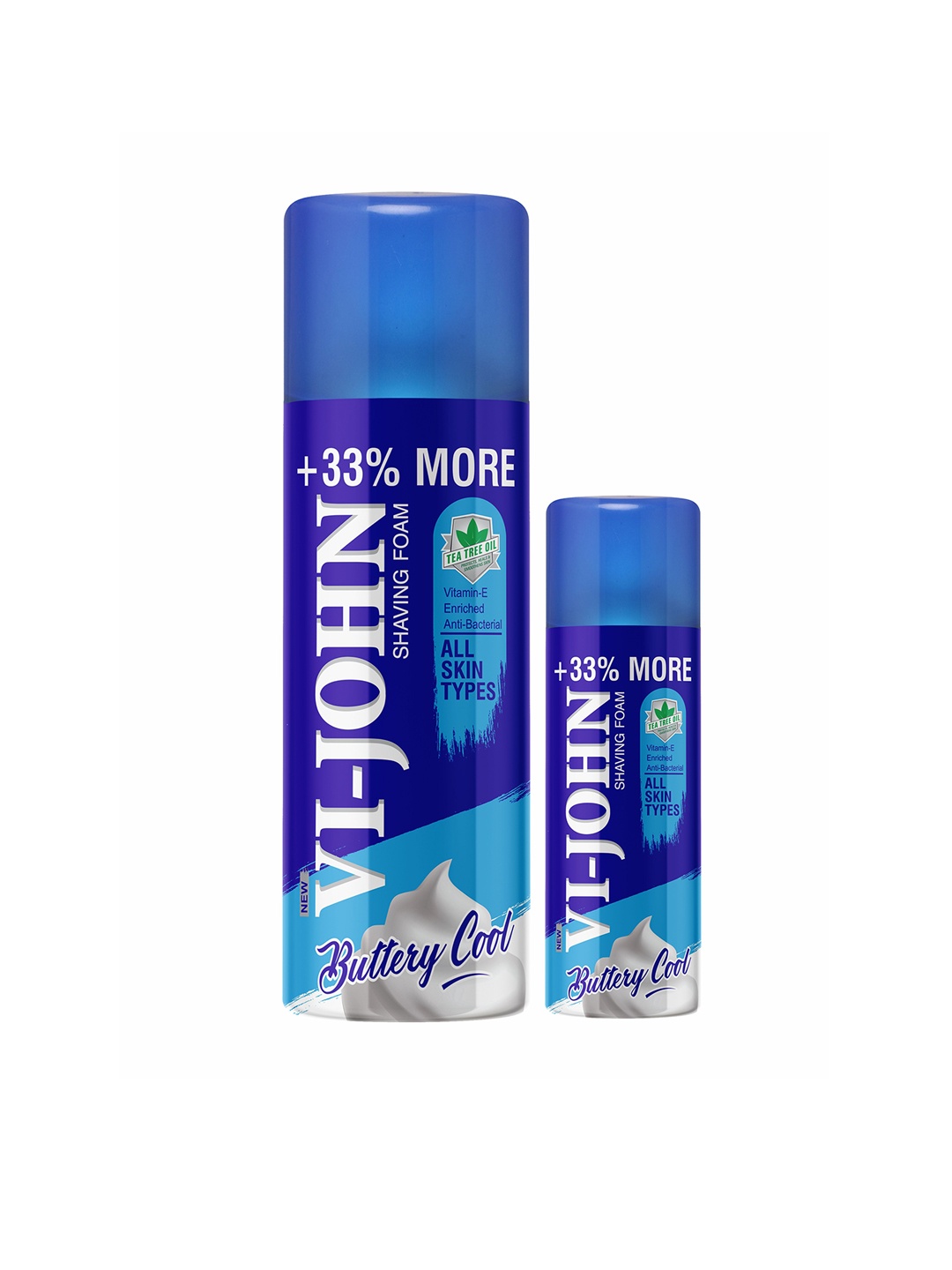 

VI-JOHN Men Set of 2 Buttery Cool Shaving Foam with Vitamin E 400 g & 100 g, Blue
