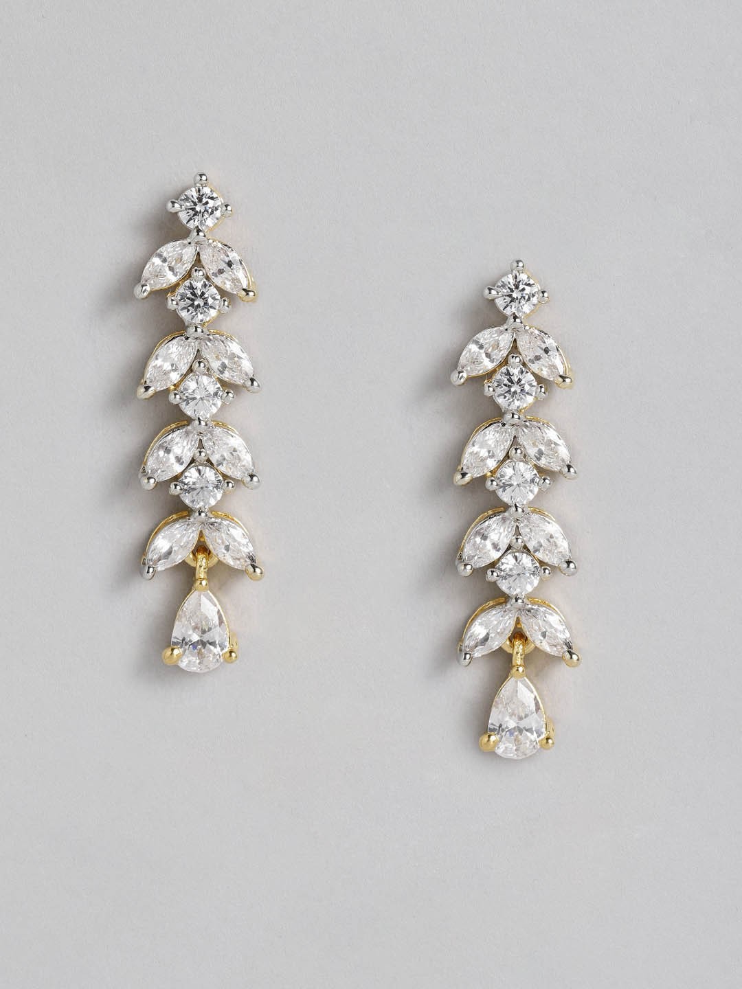 

Peora Gold-Toned American Diamond Studded Contemporary Drop Earrings
