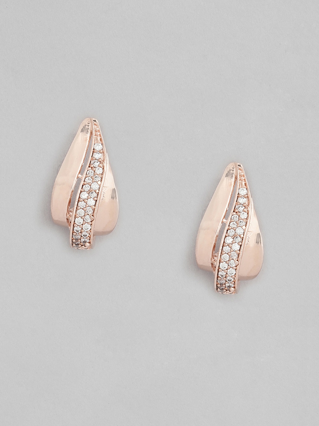 

Peora Rose Gold-Plated American Diamond Studded Studs Earrings