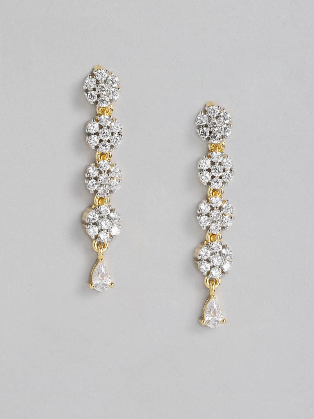 

Peora Gold-Toned American Diamond Studded Contemporary Drop Earrings
