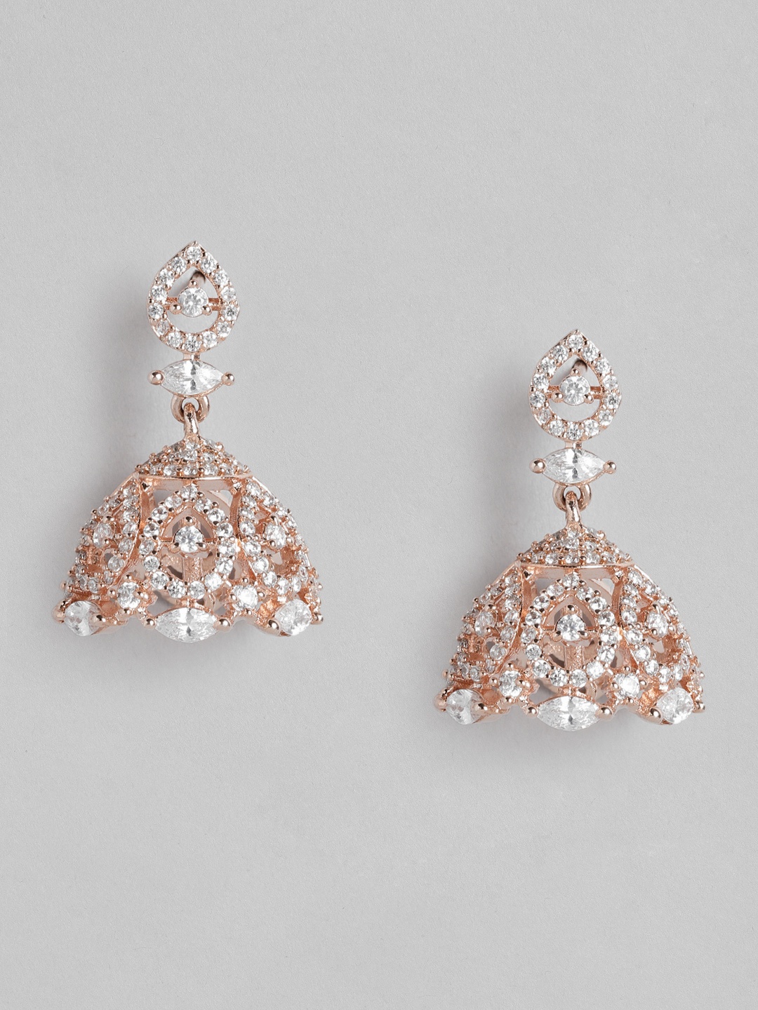 

Peora Rose Gold Plated Dome Shaped Jhumkas Earrings