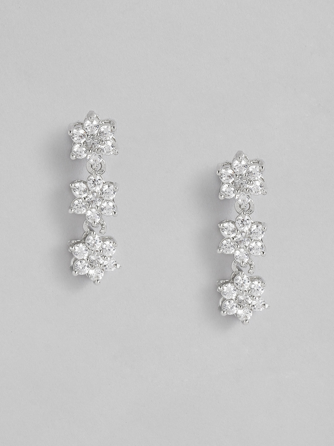 

Peora Silver-Plated AD-Studded Drop Earrings