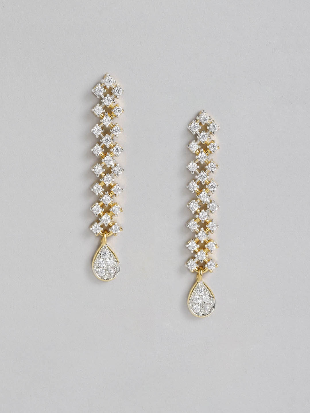 

Peora Gold-Toned American Diamond Studded Contemporary Drop Earrings