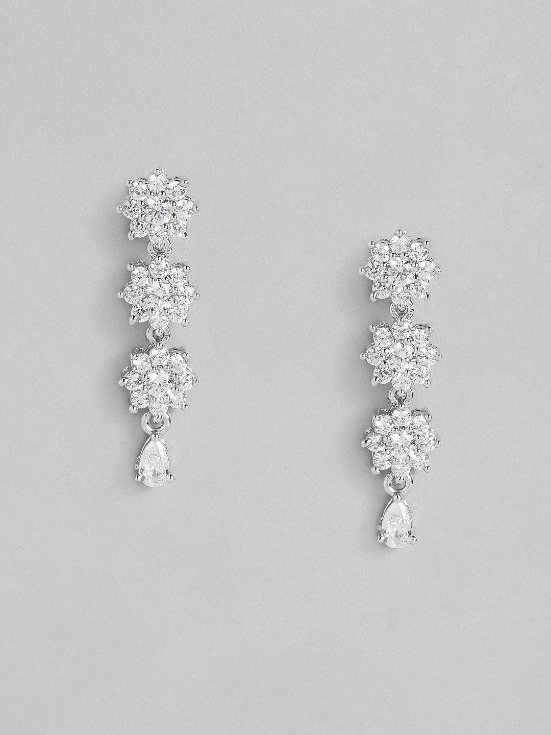 

Peora Silver-Plated AD-Studded Drop Earrings