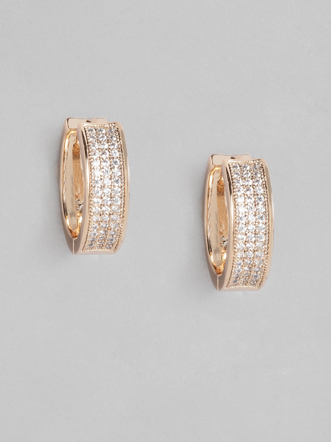 

Peora Gold-Toned American Diamond Studded Hoop Earrings