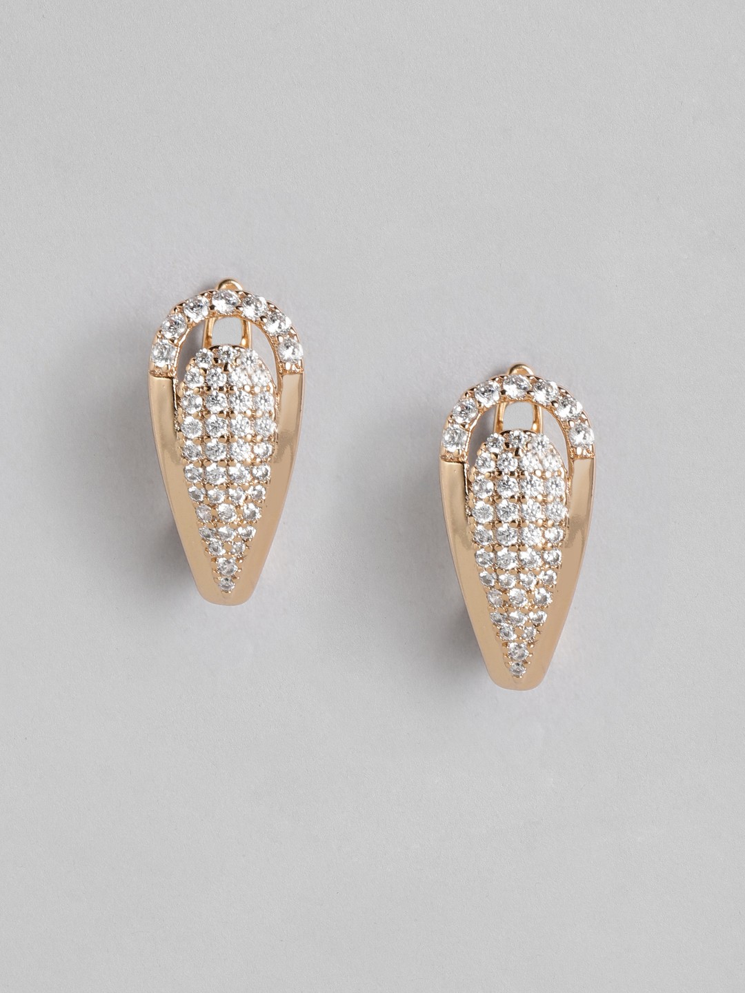 

Peora Gold-Toned American Diamond Studded Hoop Earrings