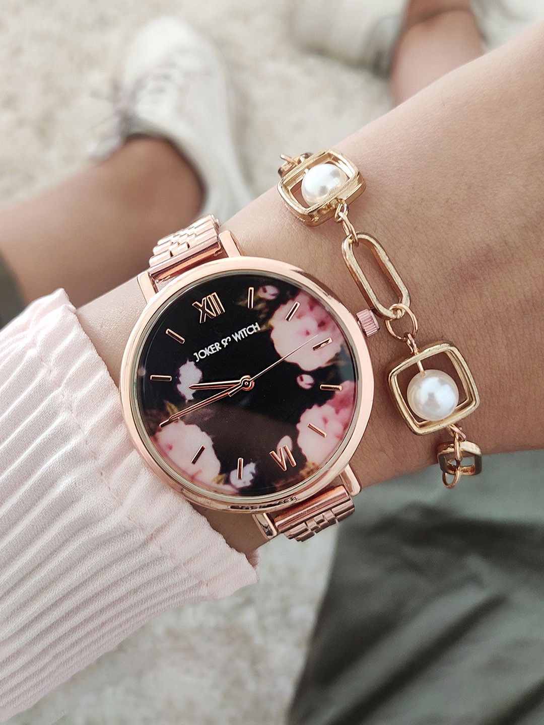 

JOKER & WITCH Women Rose Gold & Black Gia Watch & Bracelet Stack JWBS639