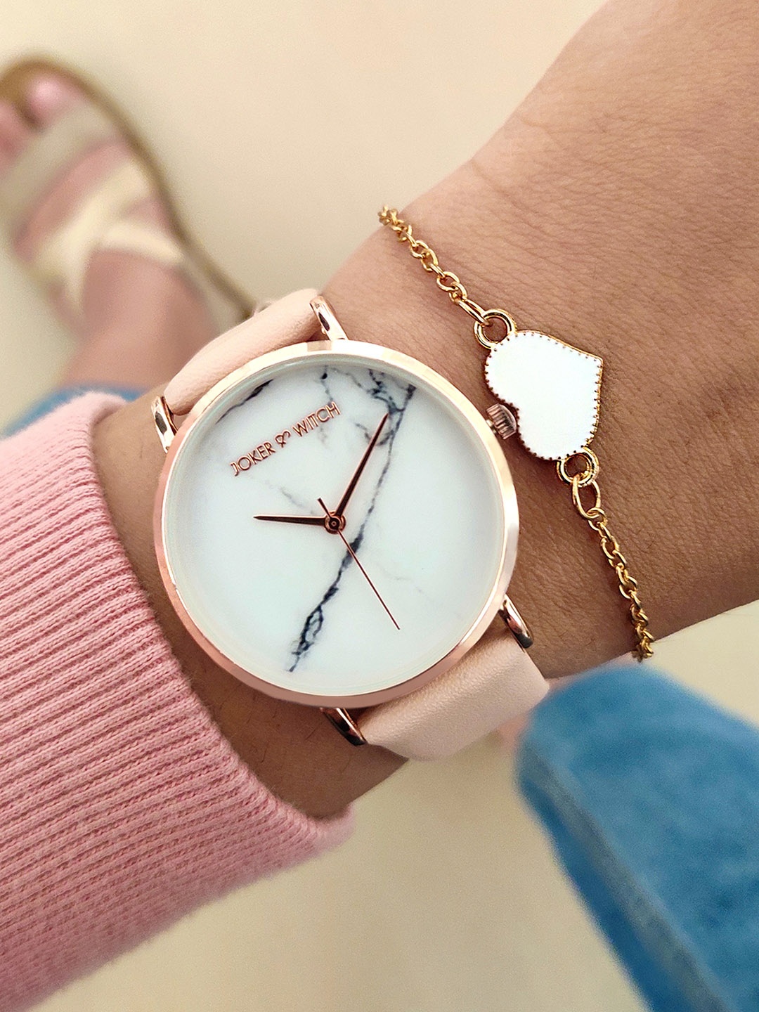 

JOKER & WITCH Women Pink & White Watch Gift Set