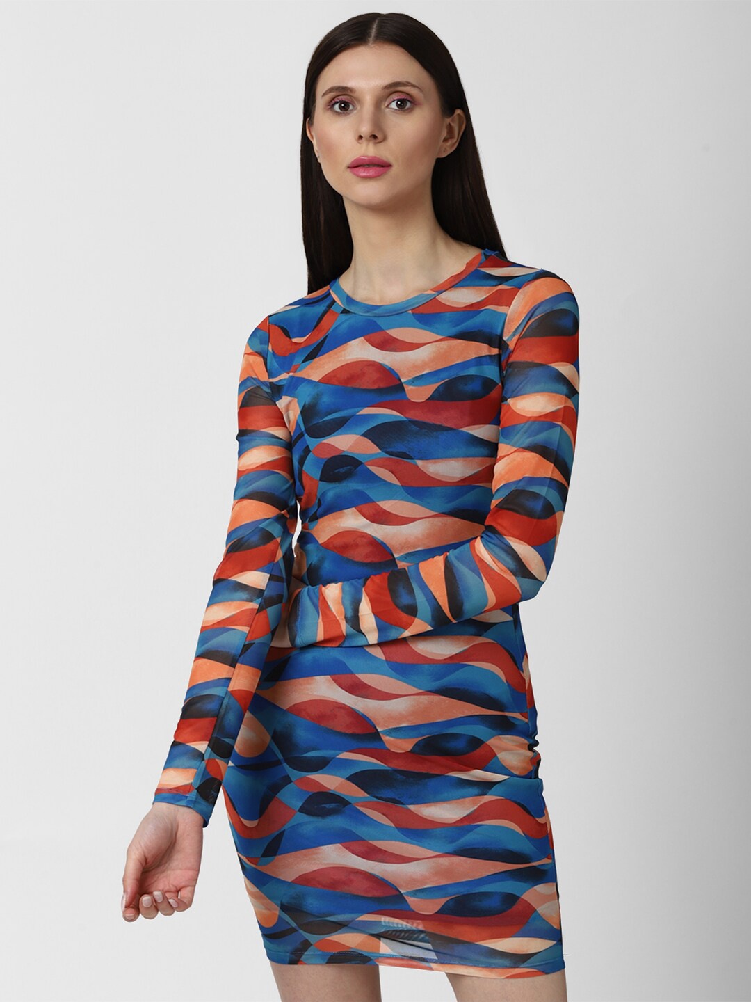 

FOREVER 21 Multicoloured Abstract Print Bodycon Dress, Multi