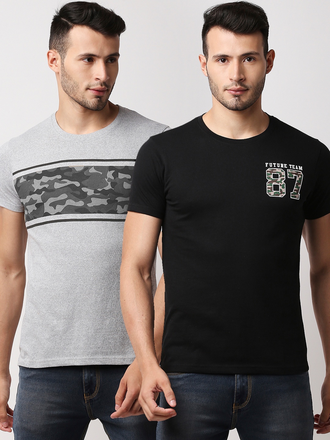 

Hubberholme Men Multicoloured 2 T-shirt, Grey