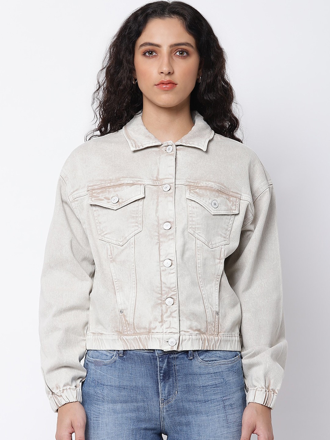

GUESS Women Beige Spread Collar Full Sleeve Outdoor Fashion Jacket