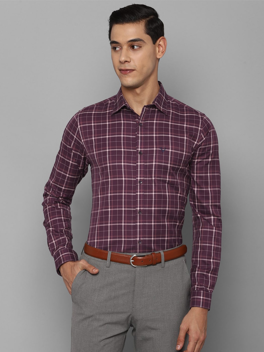 

Allen Solly Men Maroon Slim Fit Checked Formal Shirt