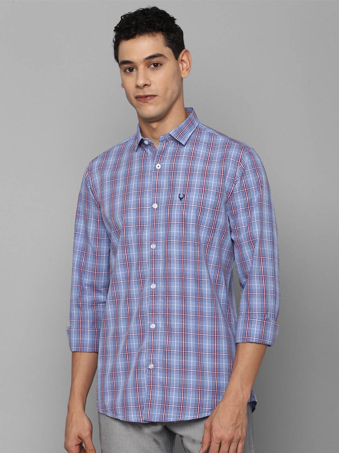 

Allen Solly Men Blue Checked Slim Fit Casual Shirt