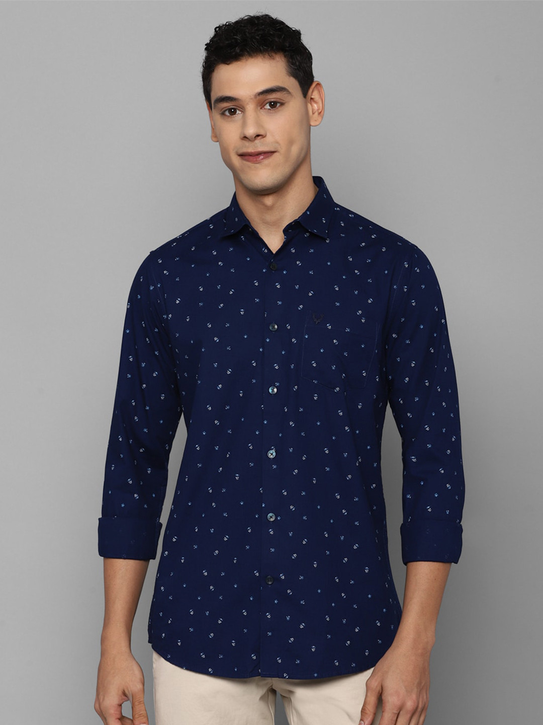 

Allen Solly Men Navy Blue Slim Fit Printed Casual Shirt