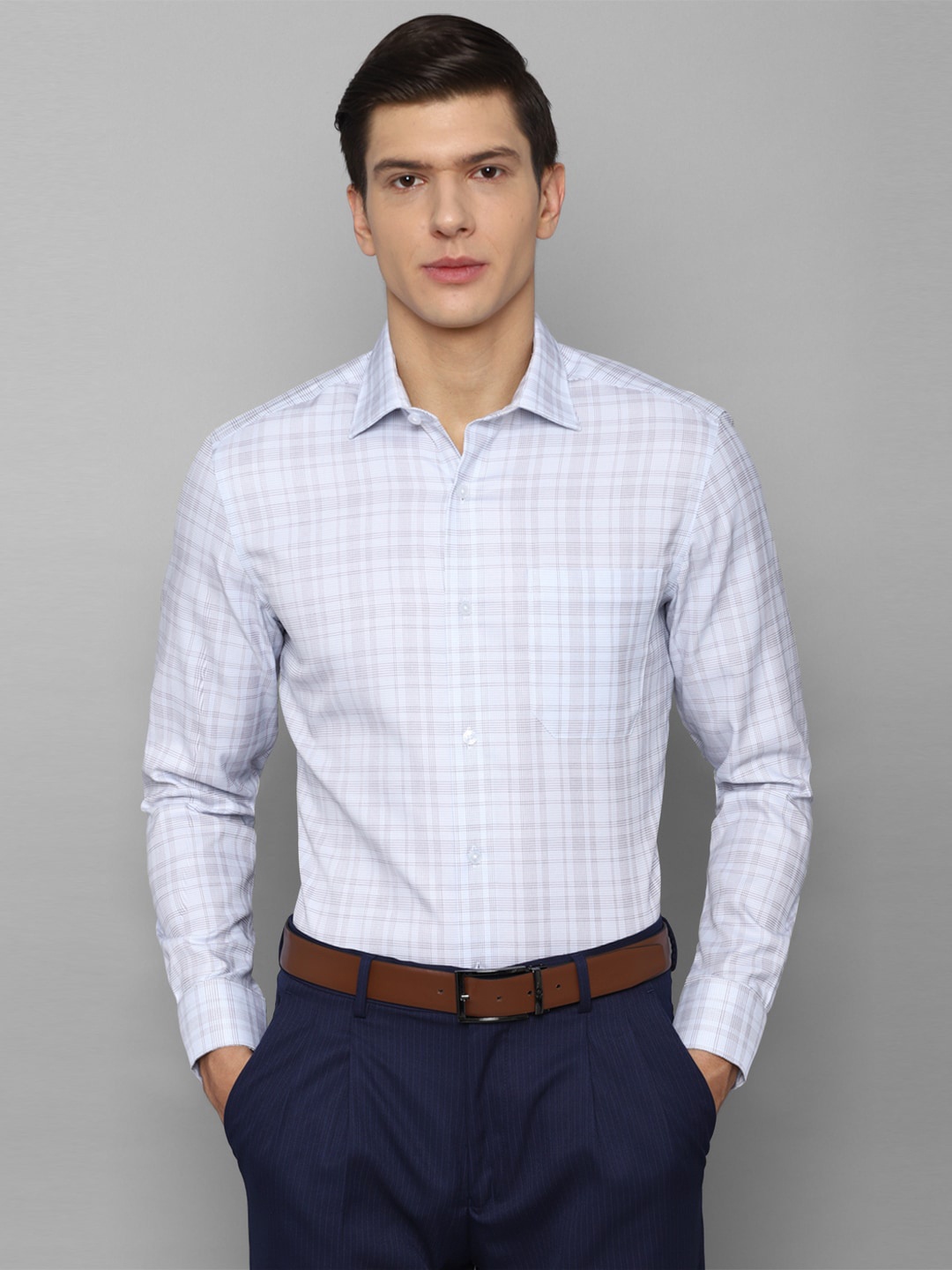 

Louis Philippe Men Blue Tartan Checks Checked Formal Shirt