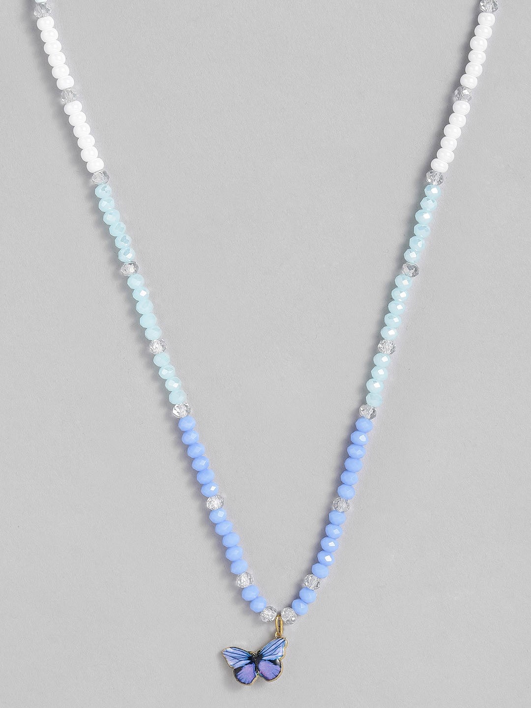 

CHINI C Blue Artificial Beads Enamelled Necklace