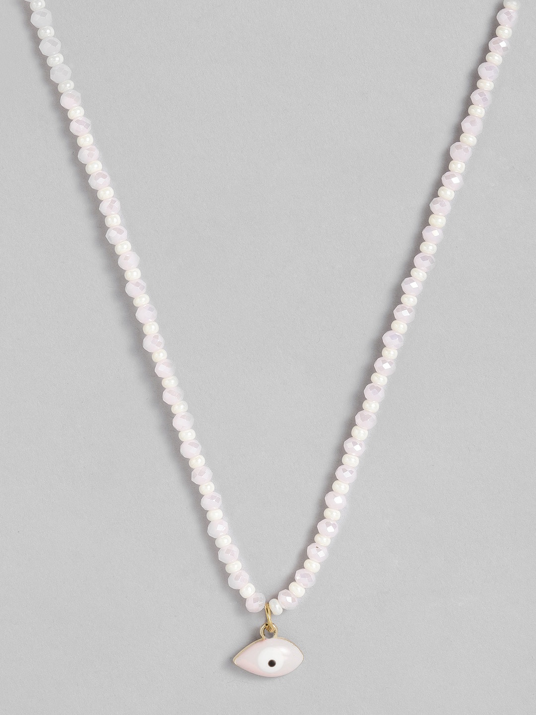 

CHINI C Pink Artificial Beads Enamelled Necklace