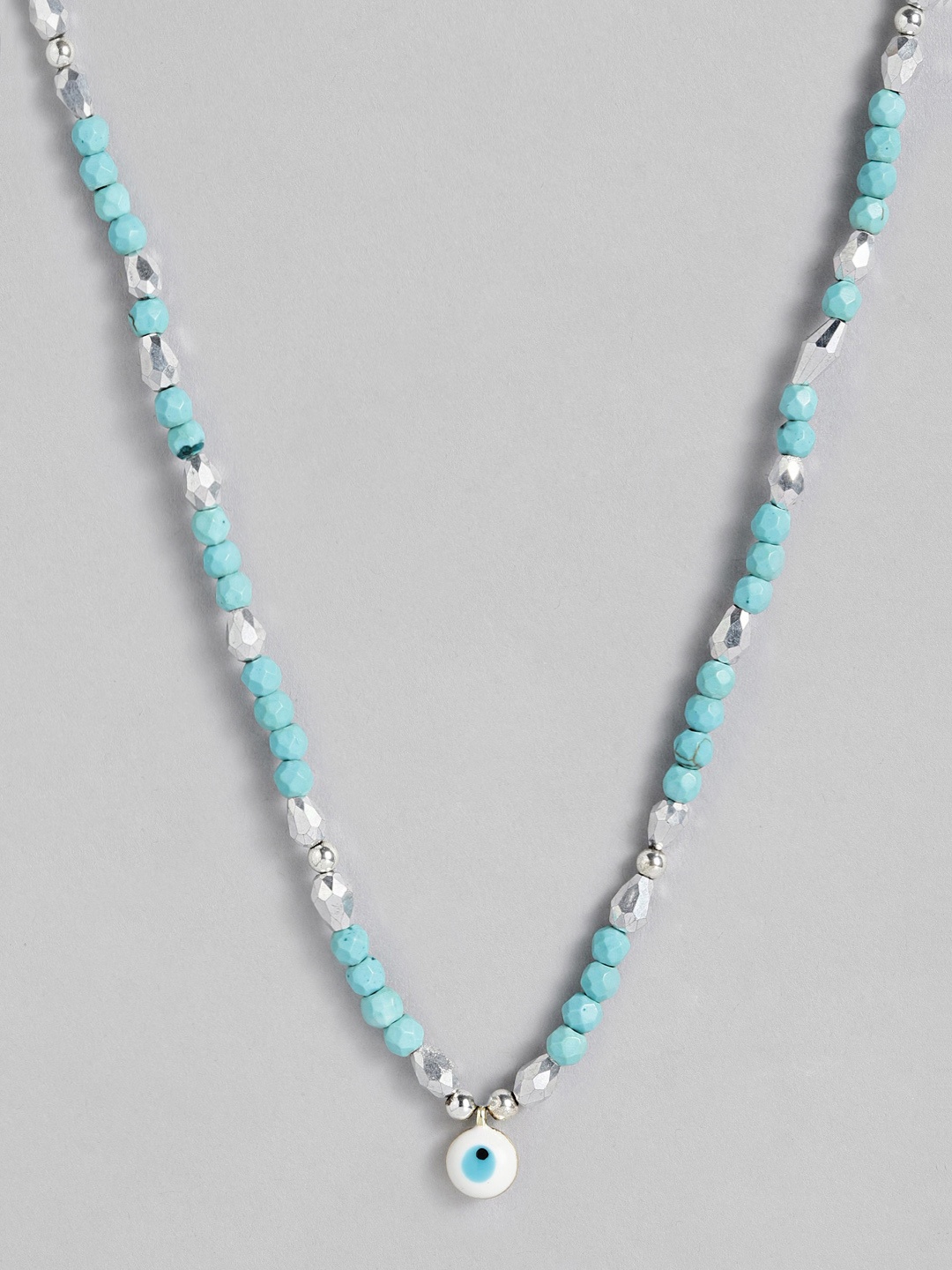 

CHINI C Blue Artificial Beads Enamelled Necklace