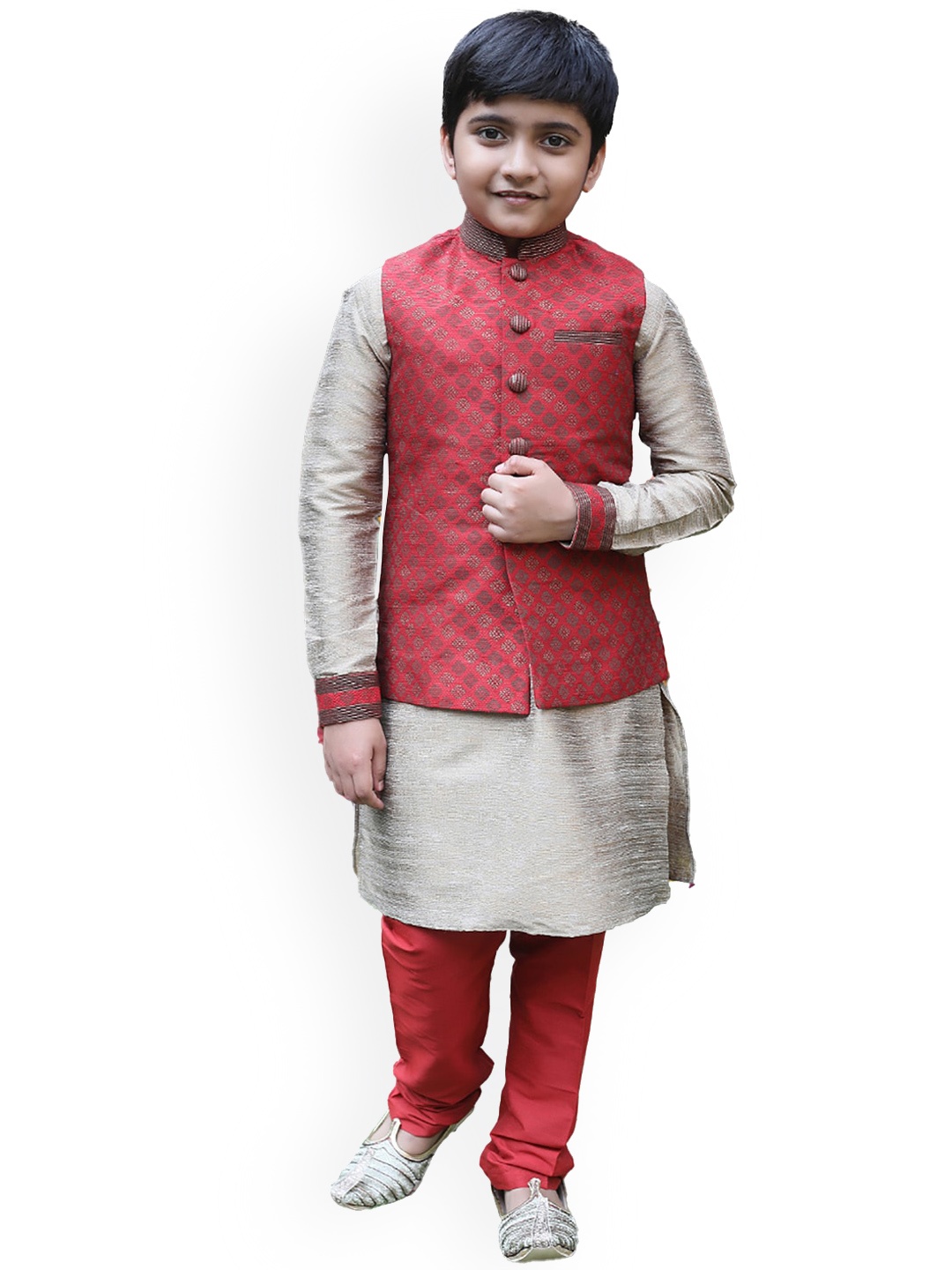 

Manyavar Boys Maroon Kurta with Churidar