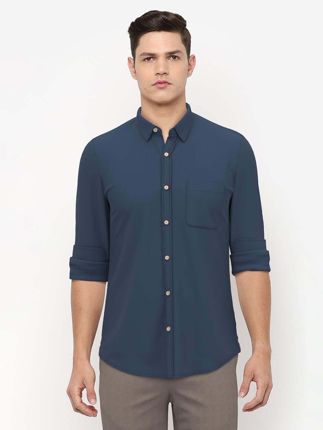 

Peter England Casuals Men Blue Slim Fit Casual Shirt