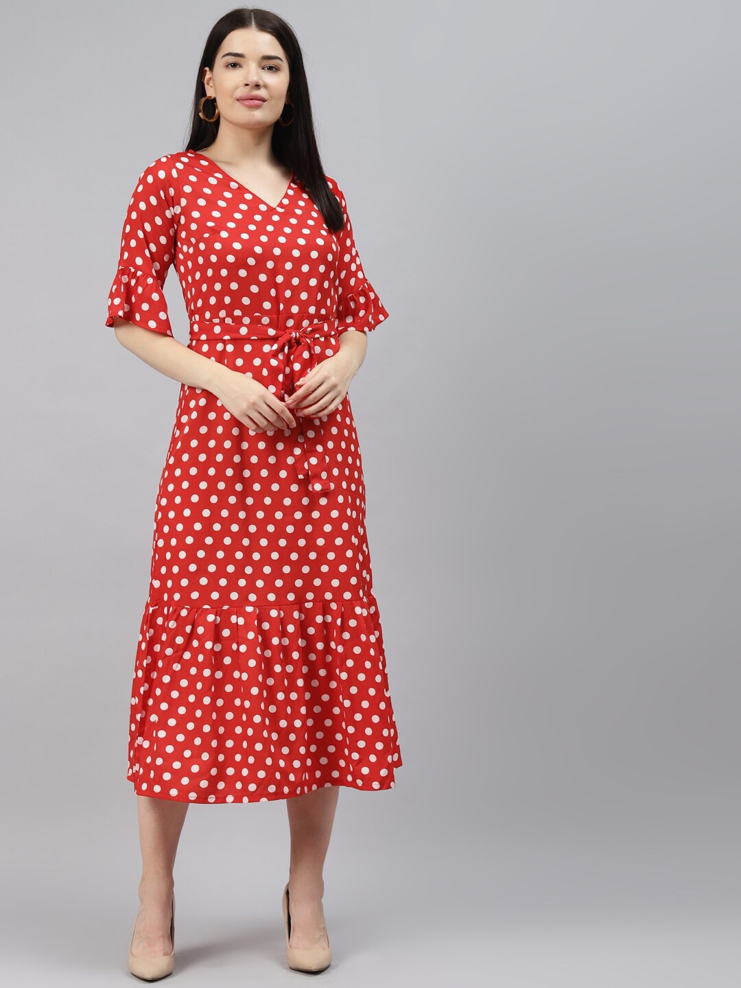 

SIRIKIT Red Crepe A-Line Midi Dress