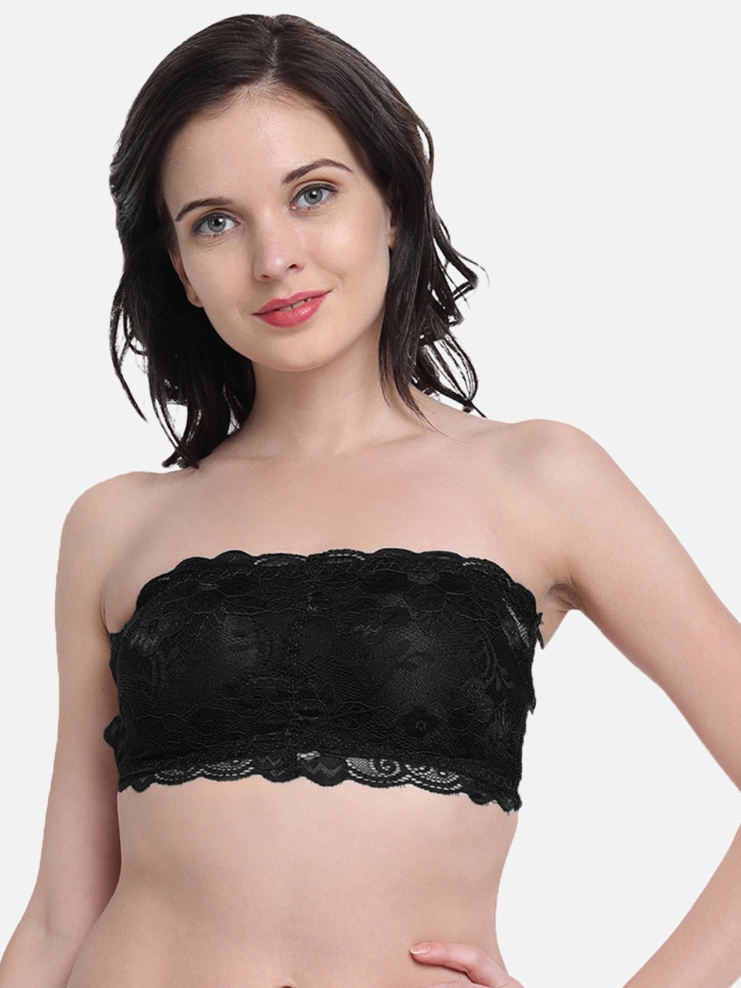 

DEALSEVEN FASHION Black Bralette Strapless Bra - Lightly Padded