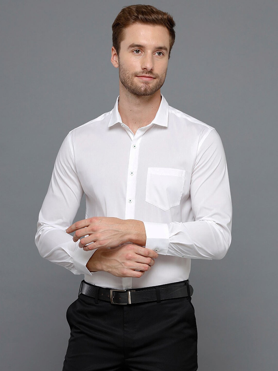 

YOVISH Men Solid White Smart Slim Fit Formal Shirt