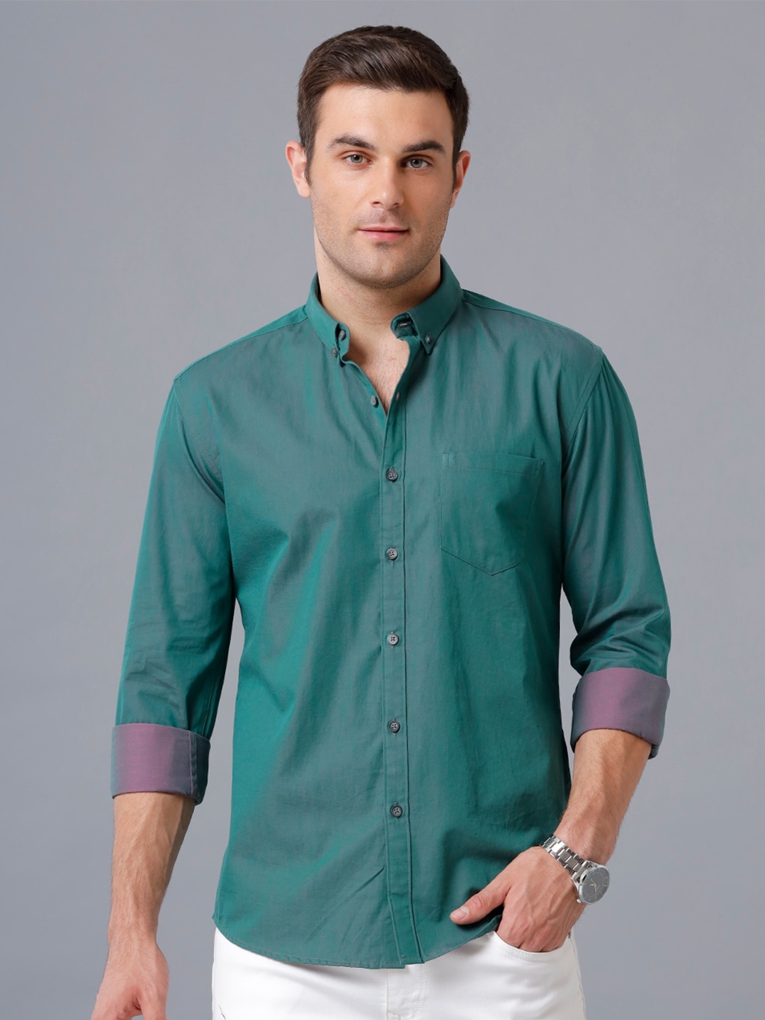 

YOVISH Men Green Smart Slim Fit Casual Shirt