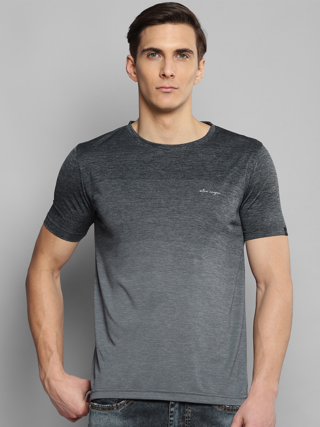 

Allen Cooper Men Grey Raw Edge T-shirt