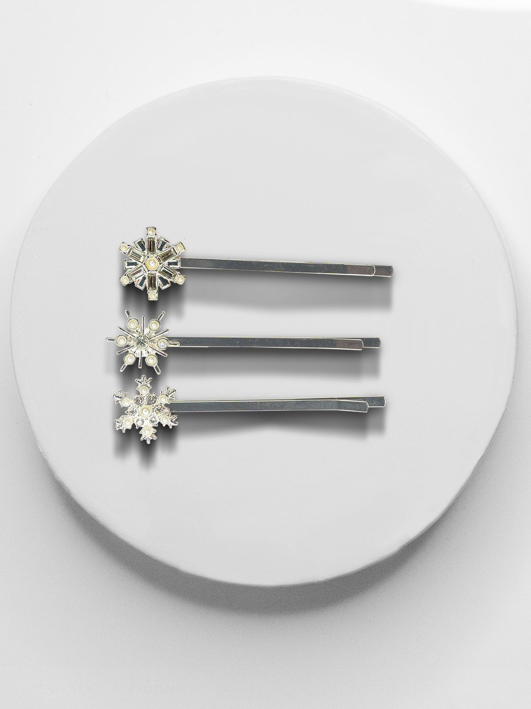 

HAIR DRAMA CO. Women Silver-Toned Embellished Hair Accessory Set of
