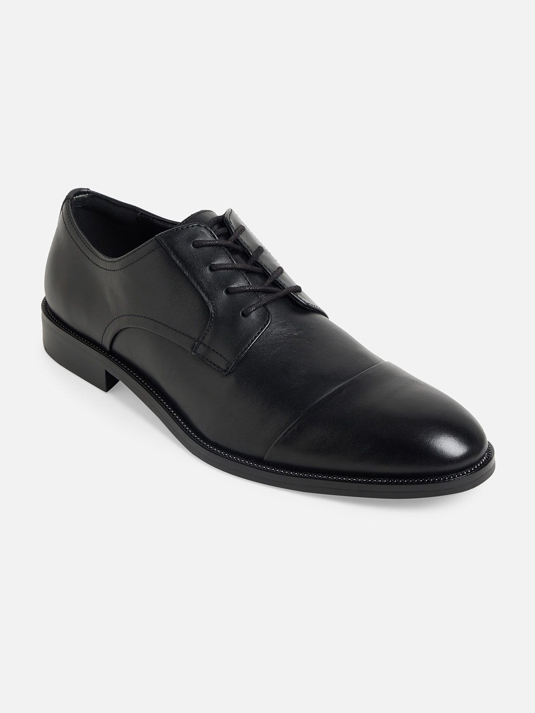 

ALDO Men Black Solid Leather Formal Oxfords