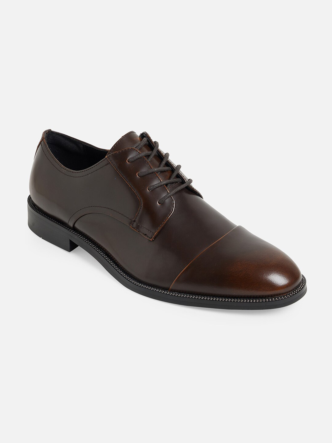 

ALDO Men Dark Brown Solid Leather Formal Oxfords