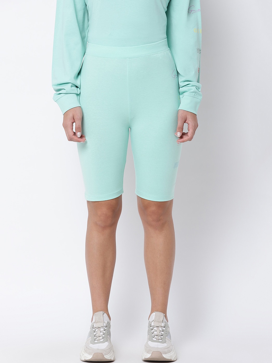 GUESS Women Blue Solid Sports Shorts